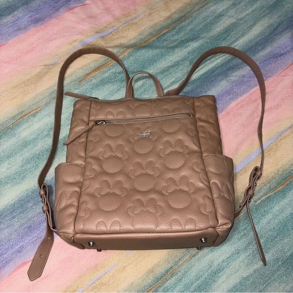 Freshly Picked X Disney Tan Faux Leather Oh My Minnie Mouse Embossed Backpack - Picture 5 of 13